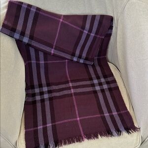 Classic Designer Inspired Deep Pansy Purple Wide Checkered Wool Feel Scarf